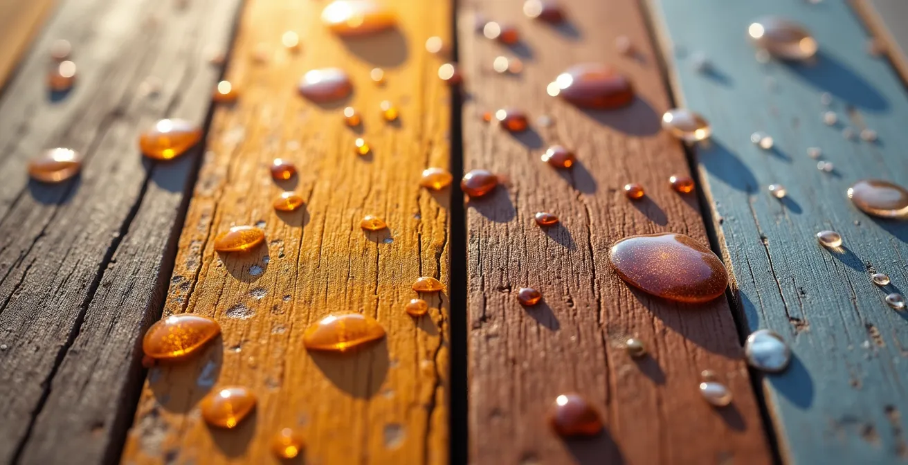 Calendario visual de mantenimiento de madera en las cuatro estaciones españolas