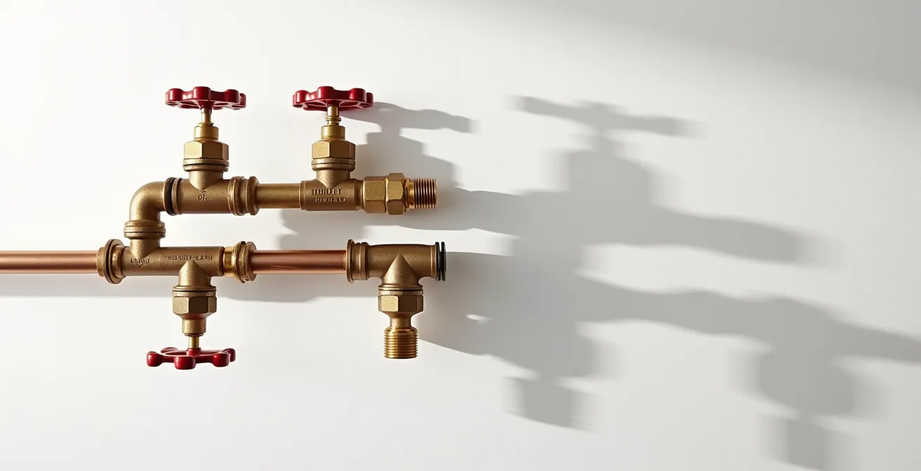 Esquema visual de ubicación de llaves de paso en una vivienda española típica