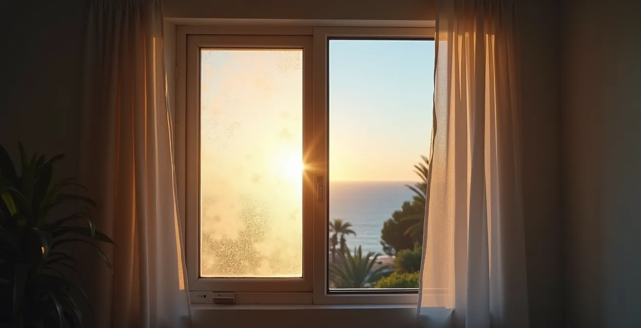 Interior de vivienda mostrando efectos de condensación y necesidad de ventilación adecuada