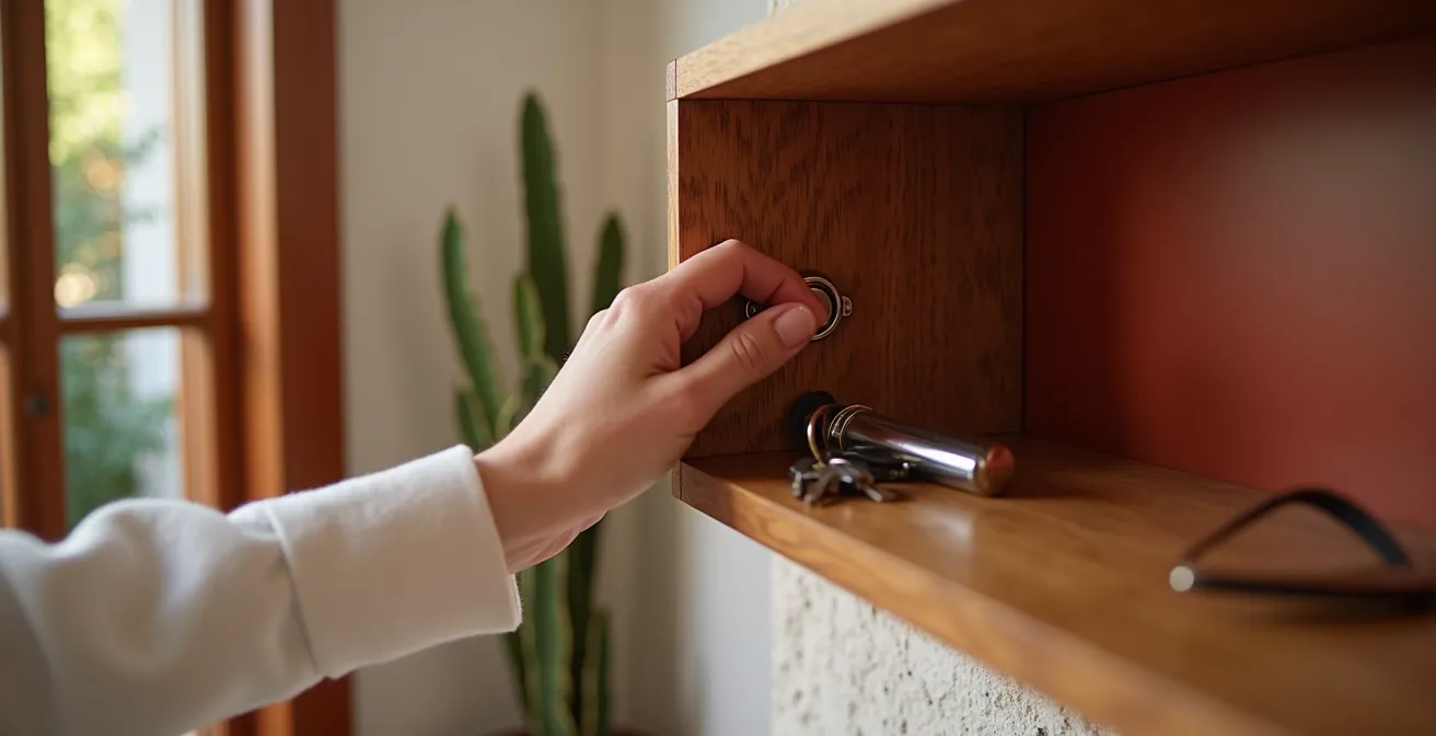 Recibidor con pilar integrado y mueble a medida en piso antiguo español