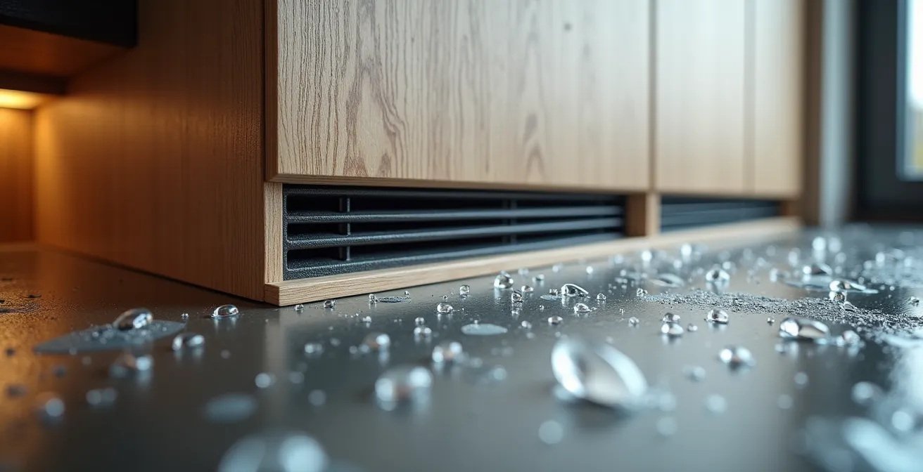 Detalle técnico de armario con sistema de ventilación trasera anti-humedad