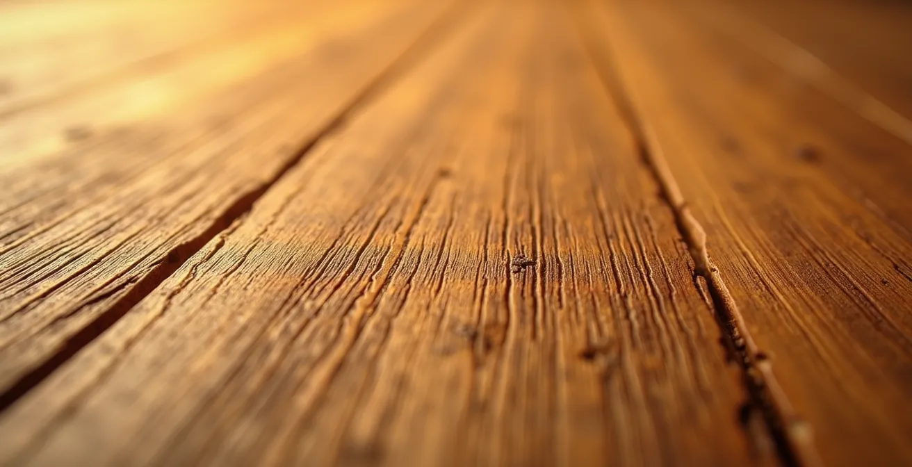Detalle macro de madera tratada con aceite de tung mostrando la veta natural