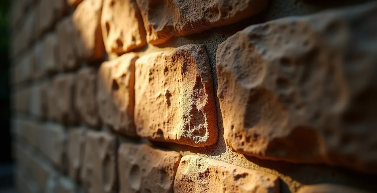 Demostración de diferentes ángulos de apertura de luz sobre muro de piedra español