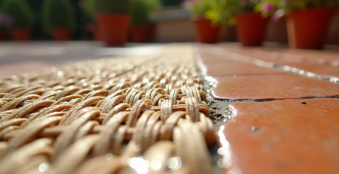 Terraza española con fibras naturales tratadas resistentes a la intemperie